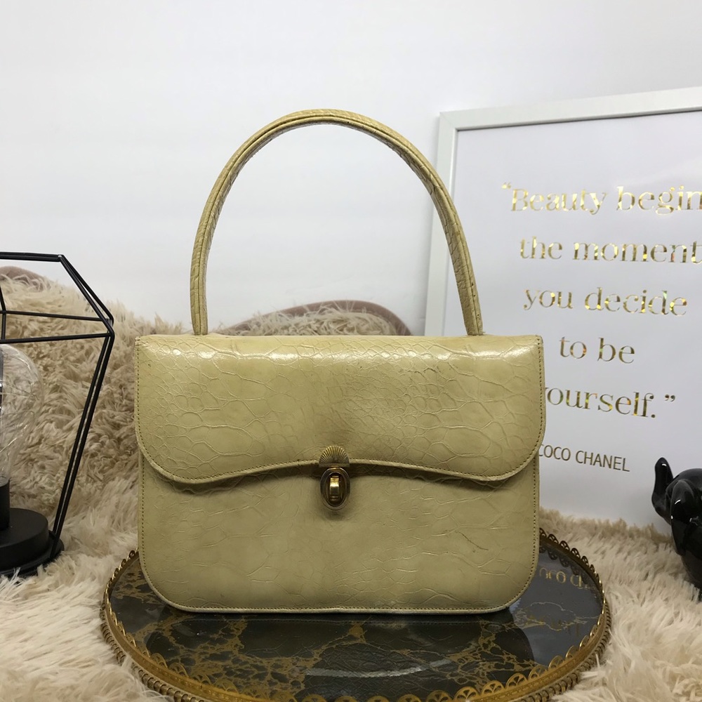 Vintage Supreme Cream Leather Handbag 1960’s